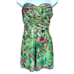Jay Godfrey Lydia Sweetheart Neckline Faux Wrap Tropical Print Romper‎ Women's 2